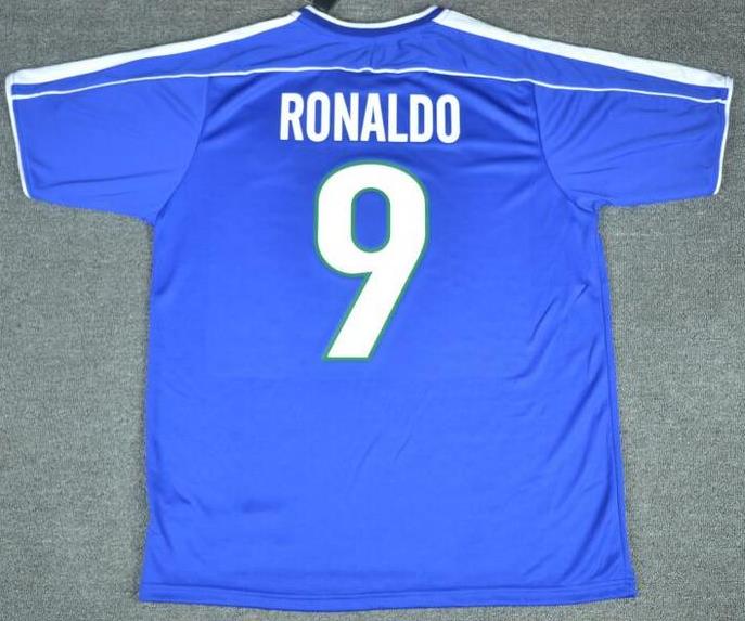 Sexy Brazil retro away soccer jersey World Cup 1998 - S 9 RONALDO