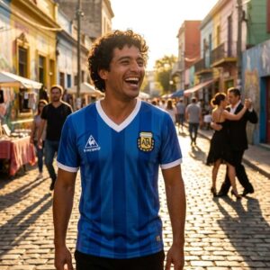 Argentina Away Retro Soccer Jersey — World Cup 1986 Tribute to Maradona