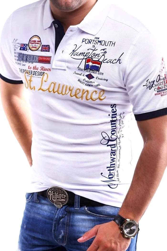 St lawrence vintage polo shirt short sleeve - S, White