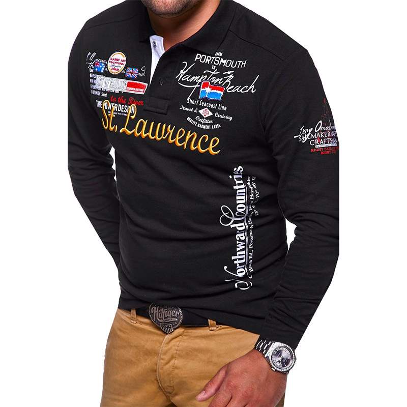 St Lawrence fancy long sleeve polo shirt 2026 - L, Black