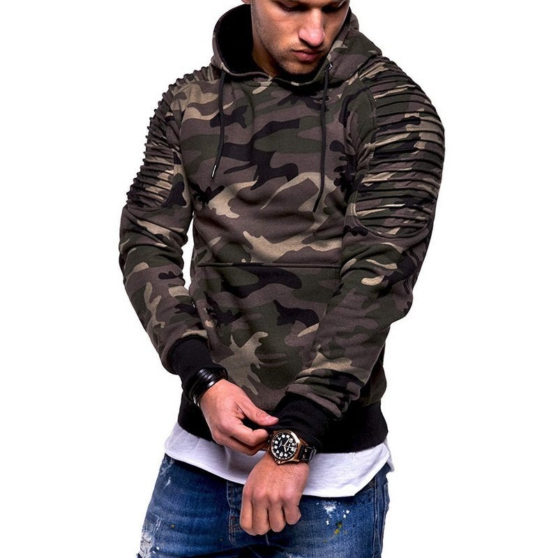 Urban Edge: Camo Military Hoodie Sweatshirt - M, Green