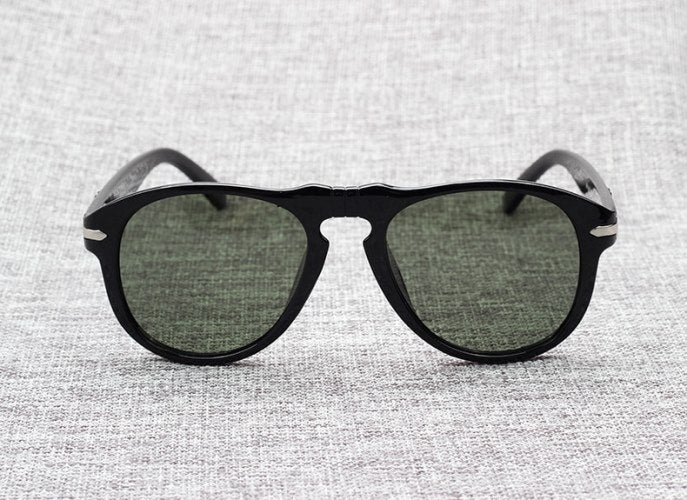 Classic vintage aviation style Jaraguar men's sunglasses - Dark Green Lenses
