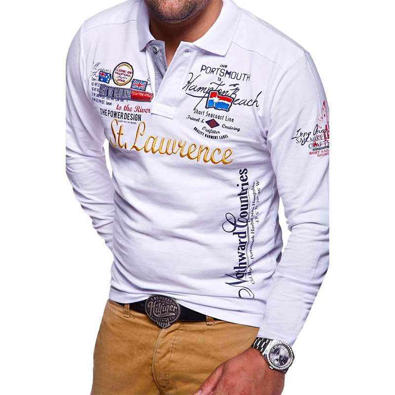 St Lawrence fancy long sleeve polo shirt 2026 - XL, White