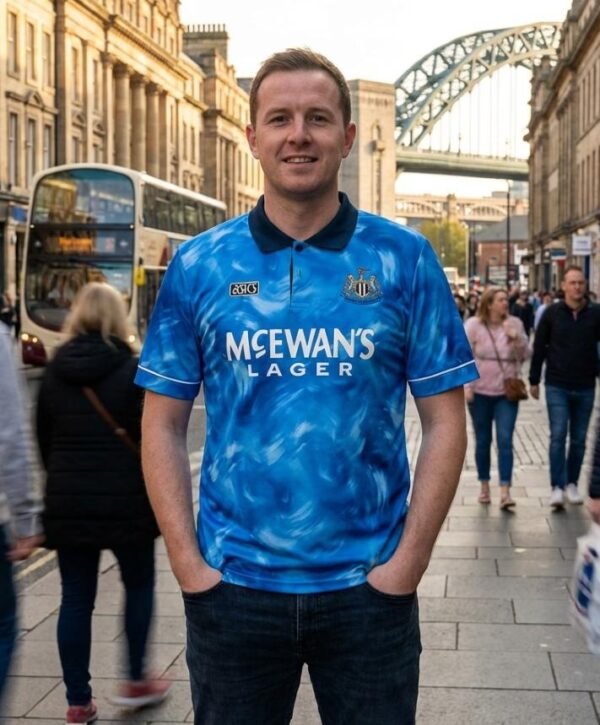 Newcastle United 1994-1995 Away Retro Jersey | Classic Blue & Maroon “Entertainers” Shirt