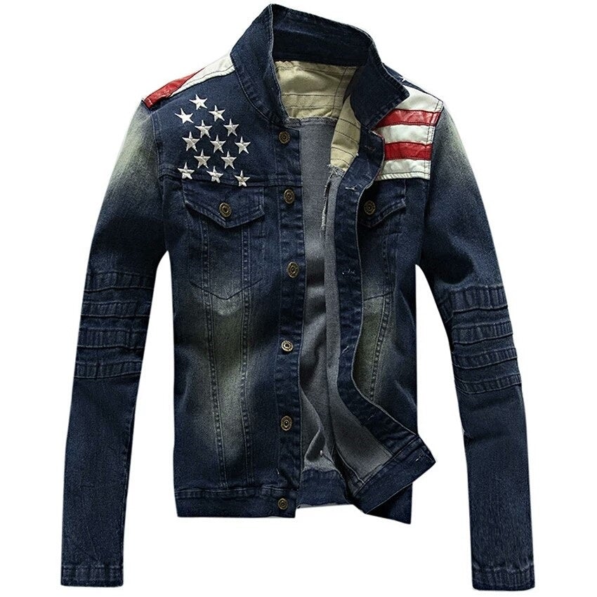 USA striped denim style Jeans Jacket - M