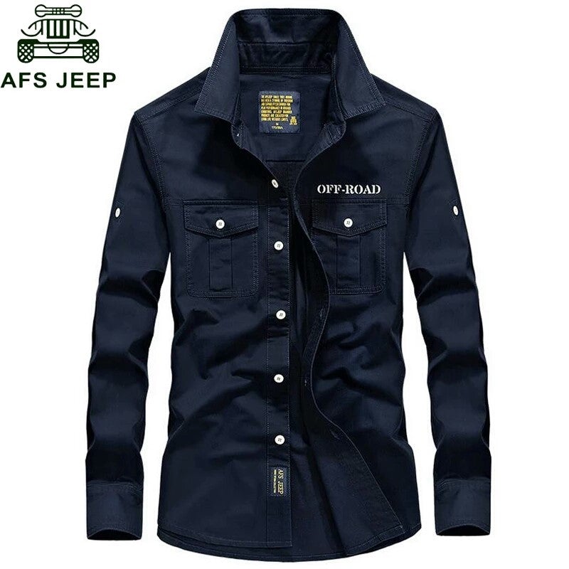 AFS Jeep Military shirt long sleeve - S, Blue