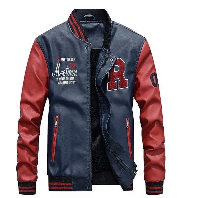 Famous Baseball college men jacket luxury fleece - M, Blue