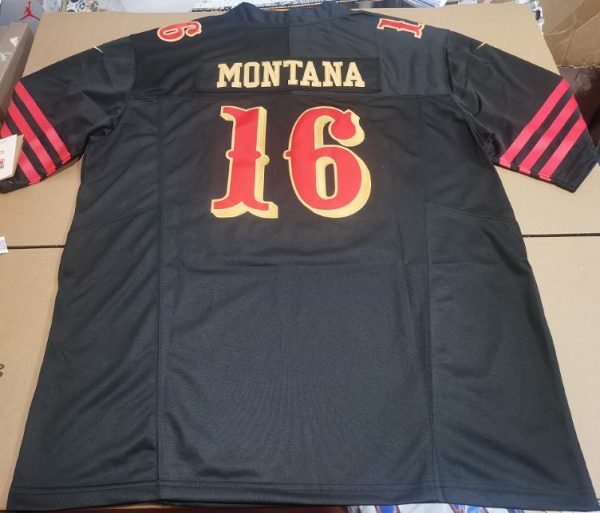 NEW SF 49ers #16 Joe Montana Limited Edition Stitched Jersey - Black With 2 Patches